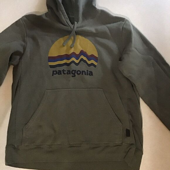 Patagonia Ridge Rise Moonlight Uprisal Hoodie Sweatshirt Unisex L Green Yellow - Picture 2 of 5